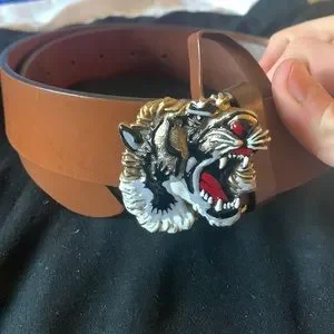 Gucci belt tiger plaque buckle luxury-women-gucci-used-  main image 4